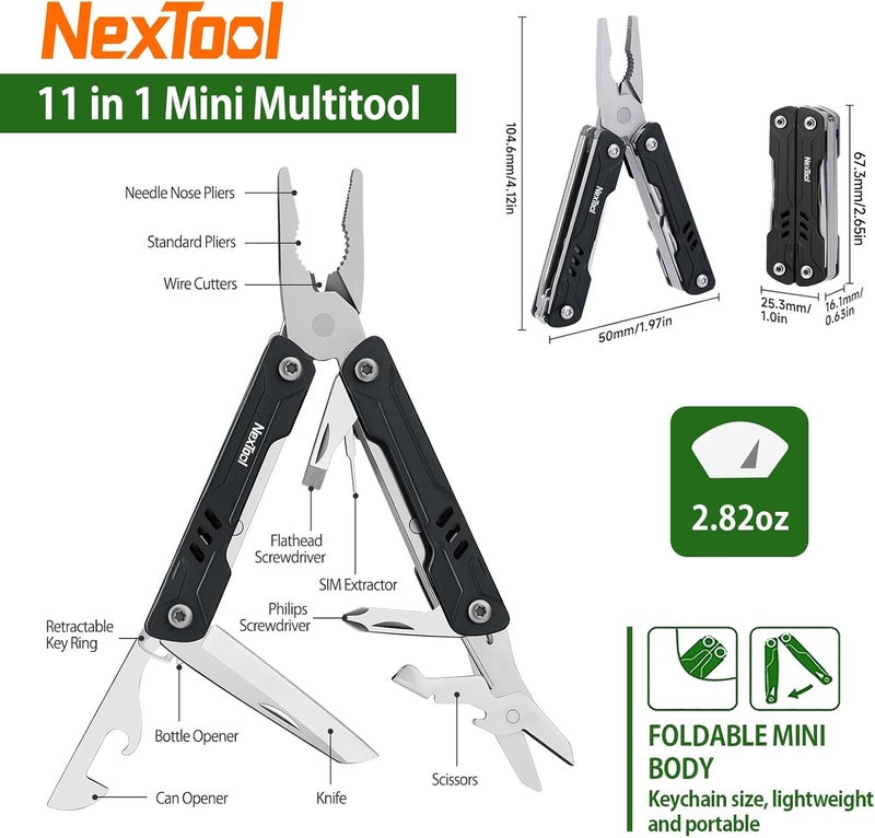 Nextool Mini Sailor S11 Keychain Multitool, 11-in-1 Compact EDC Pliers with Pocket Knife, Scissors & Screwdrivers, Lightweight Small Multitool for DIY, Travel, Camping, and Gift, Cool Gadget for Men - Image 5